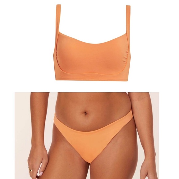 Andie Bikini Set Hanalei Top Cheeky Bikini Bottom Papaya Orange size Small NWOT - Picture 1 of 7